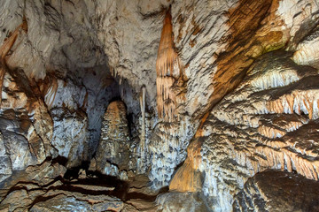 Cave interior in a limestone mountain