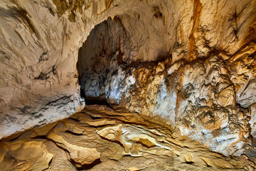 Cave interior in a limestone mountain