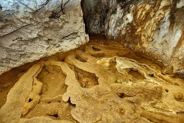 Cave interior in a limestone mountain