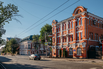 Old Samara historical center. Beautiful architecture of historical buildings