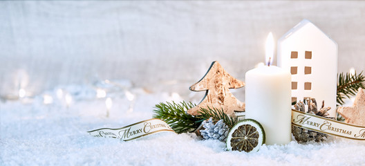 Festive white winter Christmas banner