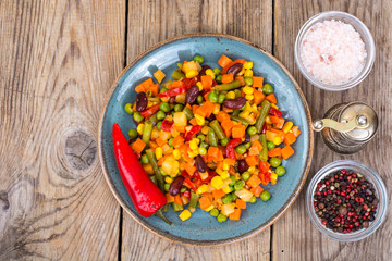 Mix of vegetables with red beans and chili