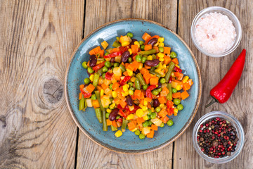 Mix of vegetables with red beans and chili