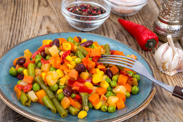 Mix of vegetables with red beans and chili