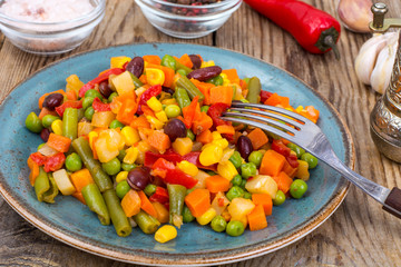 Mix of vegetables with red beans and chili