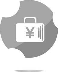 Fototapeta premium Case with Yen JPY sign icon. Briefcase button