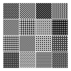Black and White Geometric Pattern Set - Abstract Vector Old-Fashioned Motif 