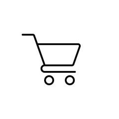 trolley, shopping, market basket, web store line icon black on white