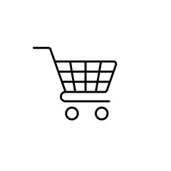 trolley, shopping, market basket, web store line icon black on white