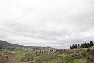 San Gimignano,  Siena, Italia - San Gimignano is a small walled medieval hill town. Known as the Town of Fine Towers, famous and unique for a dozen of tower houses,  