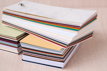 Set of designer paper on the table
