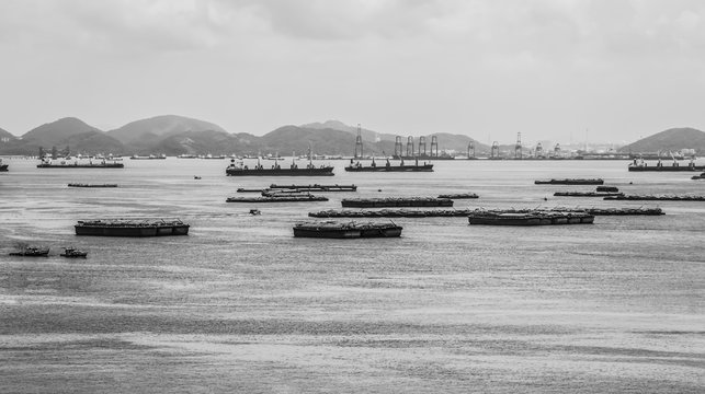 Cargo Ship Parking at the Jetty, Thailand Sea

