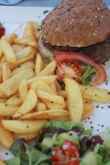 Hamburger and chips