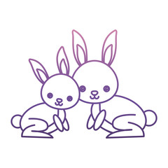 cute rabbits icon over white background vector illustration