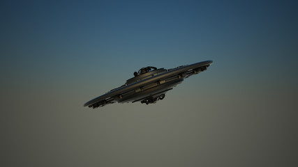 UFO Flying in the sky 3d rendering