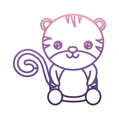 cute tiger icon over white background vector illustration