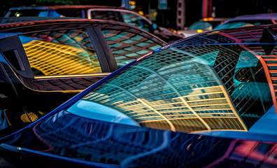 Building reflections on car windows