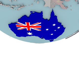 Australia with flag on globe
