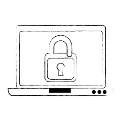 laptop computer with padlock