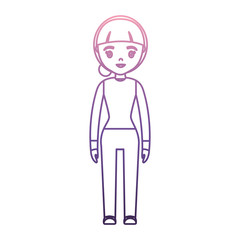 young girl standing icon over white background vector illustration