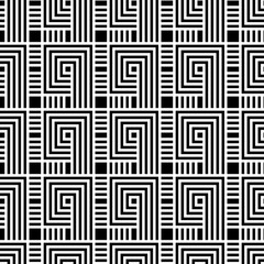 Seamless geometric pattern. Geometric simple print. Vector repeating texture. Monochromatic linear background. Meander motif graphic texture.