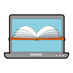 laptop computer with ebook vector illustration design