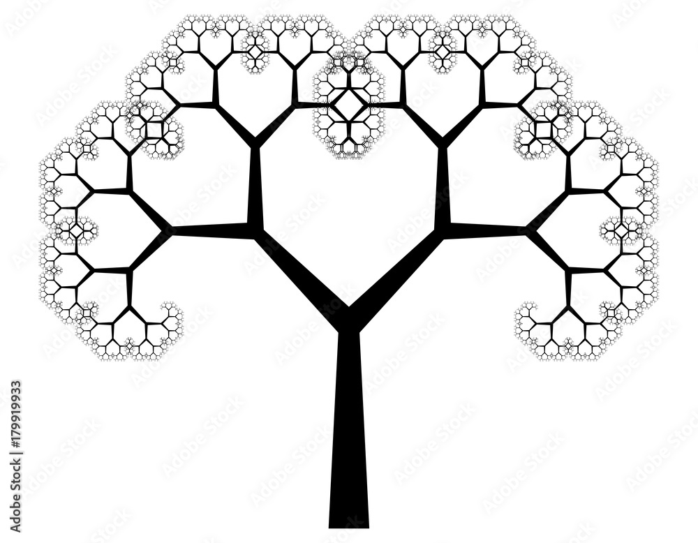 Wall mural flat vector computer generated l-system branching fractal - pythagorean tree - generative art