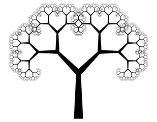 Fototapeta premium Płaski wektor wygenerowany komputerowo L-system Rozgałęzienie fraktalne - drzewo pitagorejskie - sztuka generatywna