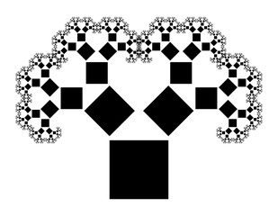 Obraz premium Flat Vector Computer Generated L-system Branching Fractal - Pythagorean Tree - Generative Art 