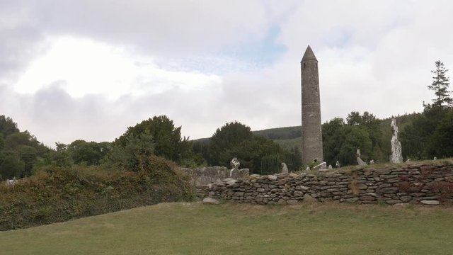 Glendalough monastic site round tower, Ireland
