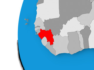 Fototapeta premium Map of Guinea on political globe