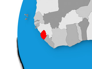 Map of Sierra Leone on political globe
