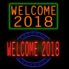 Welcome 2018 glowing neon sign