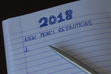 Notebook with 2018 New Year's Resolution/Goals List - Motivational, Decision, Choice