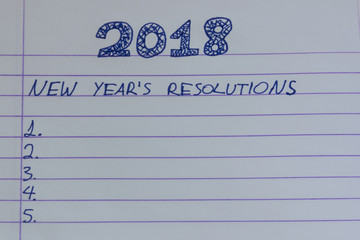 Notebook with 2018 New Year's Resolution/Goals List - Copy Space