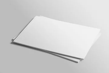 Aluminium Prints Dark gray Blank A4 photorealistic landscape brochure mockup on light grey background. 