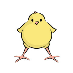 Cute Little Chick. Vector Illustration Of A Baby Chicken.Front View.