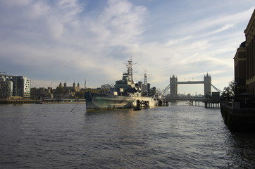The Tower Bridge and the HMS Belfast