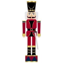 Vector illustration of a nutcracker with sword on a drum
