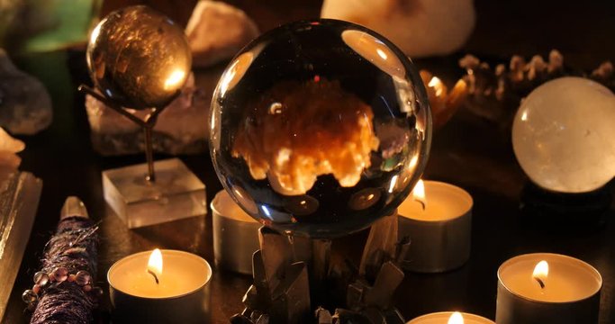 Magical voodoo witchcraft satanist spells with crystal ball