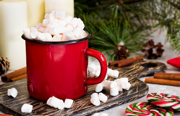 New Year cocoa with marshmallows