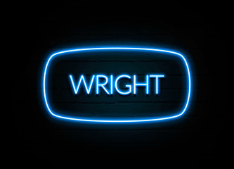 Wright  - colorful Neon Sign on brickwall