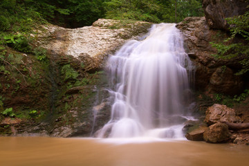 Waterfall summer forest