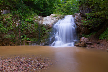 Waterfall rocks forest