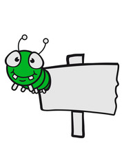 schild holzwurm schreiben text feld loch klein baby kind wurm krabbeln schnecke kriechen raupe schlange süß niedlich comic cartoon
