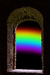 Rainbow ancient stone wimdow