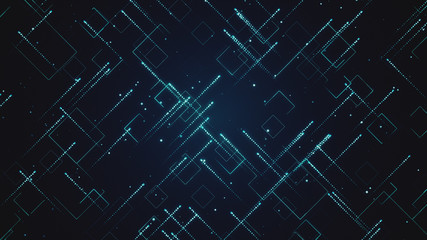 Abstract technologic background with stripes and particles 3d illustration