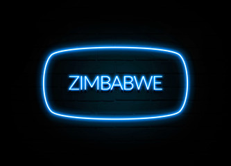 Zimbabwe  - colorful Neon Sign on brickwall