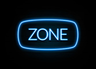 Zone  - colorful Neon Sign on brickwall