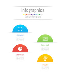 Infographic design elements for your business data with 4 options, parts, steps, timelines or processes. Paper style concept, Vector Illustration.